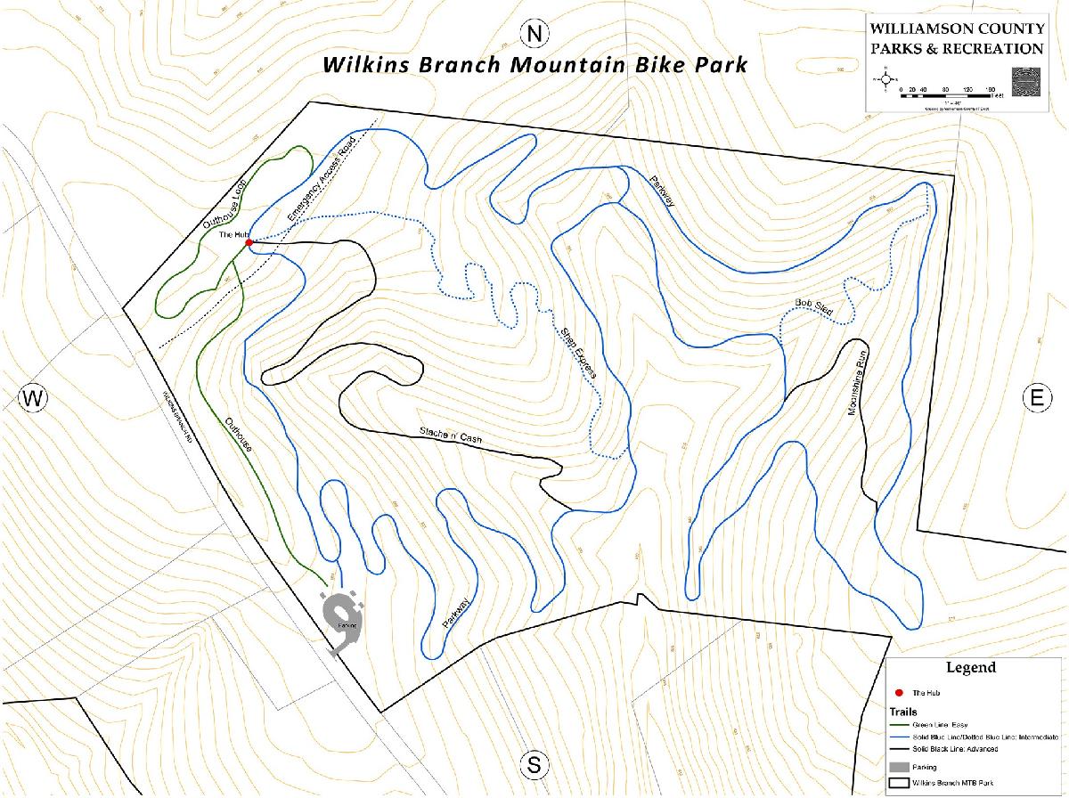 WilkinsBranch mountain bike Park Phase 1 Map